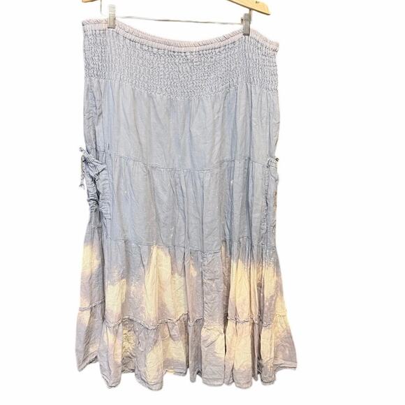 Cotton flower Dresses & Skirts - Cotton Flower 100% cotton boho tiered skirt bleach distressed cargo pocket large